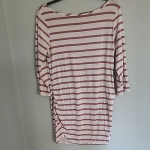 Striped Pink and White Long Sleeve Maternity Top